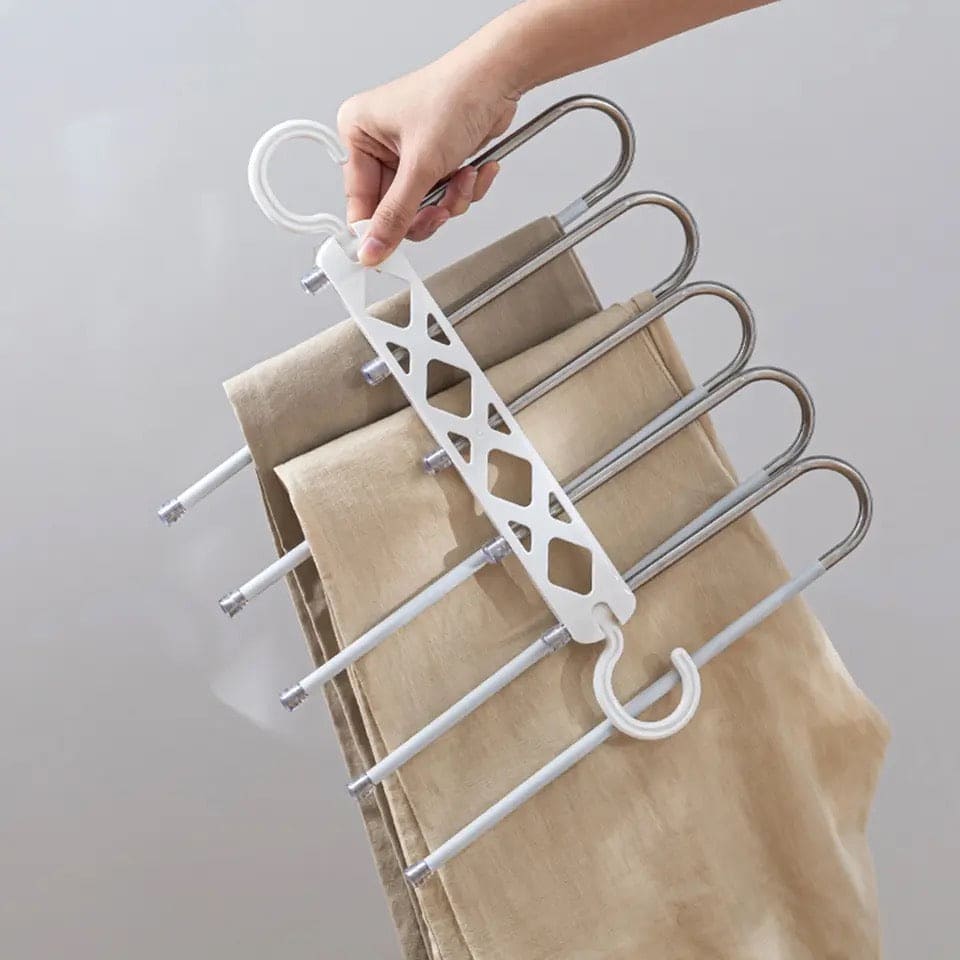 5 in 1 Pant Hanger For Clothes Organizer, Multifunction Shelves Closet Storage Organizer, Stainless Steel Magic Trouser Hangers, Multilayer Jeans Steel Hanger, Adjustable Pants Tie Storage Shelf, Stainless Steel Clothes Hanger 5 in 1 Pant Hanger For Clothes Organizer, Multifunction Shelves Closet Storage Organizer, Stainless Steel Magic Trouser Hangers, Multilayer Jeans Steel Hanger, Adjustable Pants Tie Storage Shelf, Stainless Steel Clothes Hanger